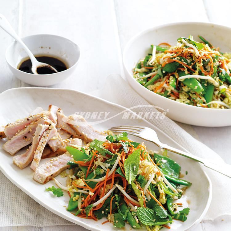 Bok choy & snow pea slaw with pork