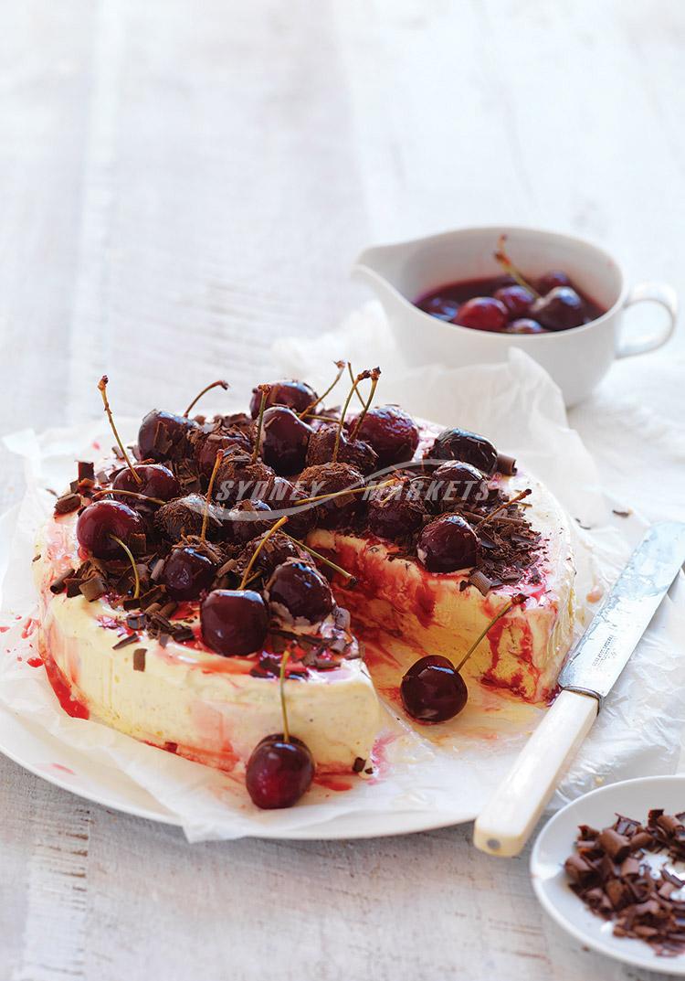 Cherry & coconut ice-cream cake