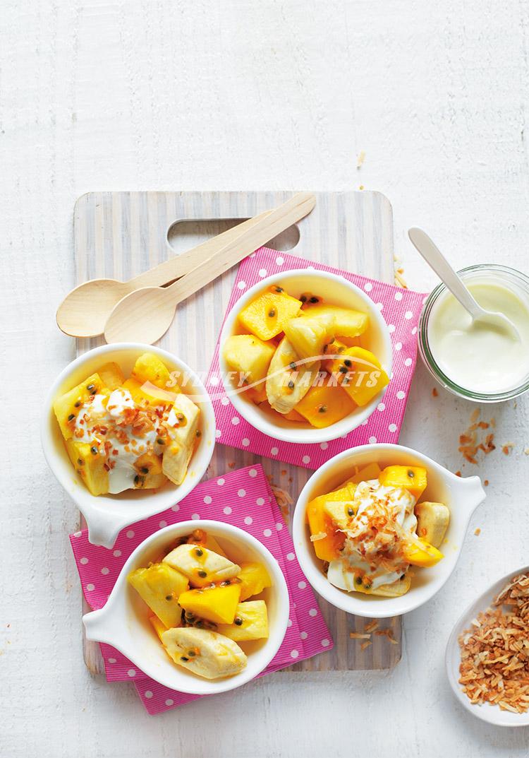 Tropical fruit salad with coconut & yoghurt